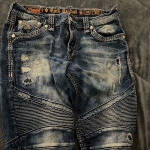 Mens Rock Revival Jeans. Size 36. 32” inseam. Radrigo Biker.